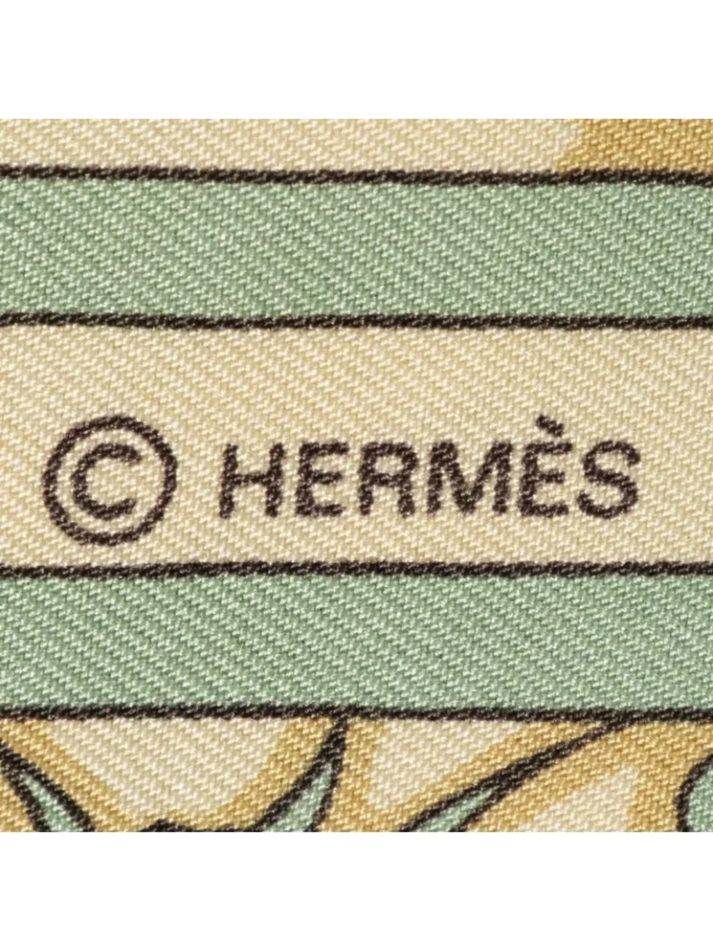 Hermes Scarf Gold Green Twill Silk